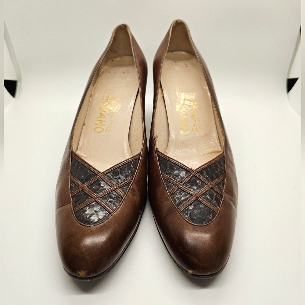 Salvatore Ferragamo Vintage Brown Heels Women's Size 8.5